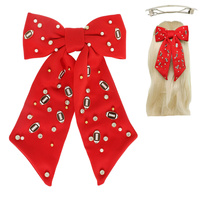 FOOTBALL THEME BOW BARRETTE HAIR CLIP